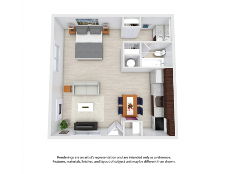 Floor plan for studio, 1 bath, 450 sqft